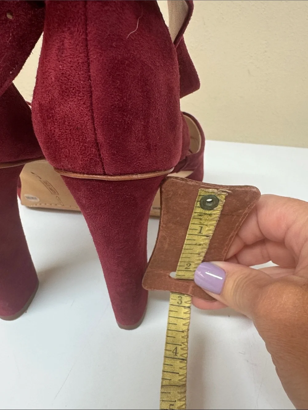Vince Camuto Burgundy Suede Multi-Strap Block Heel Sandals